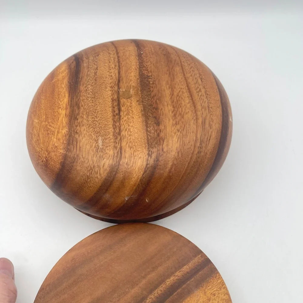 Hardwoods‎ of the Pacific Hand Carved Wood Lidded Bowl Honolulu Hawaii Brown